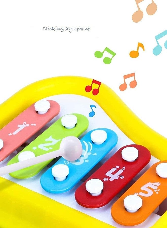 JAPSI 2-in-1 Kids Piano Xylophone Musical Toy, 5 Multicoloured Keys, Musical Learning Instrument with 2 Sticks, Age 3+ - Image 4